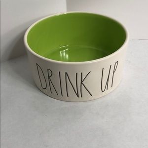 Rae Dunn Lime Green “ Drink Up” SM Dog Bowl